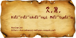 Köröskényi Mátyás névjegykártya