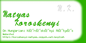 matyas koroskenyi business card